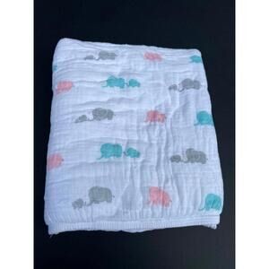 Pure Fiber Bamboo Viscose Elephant Blue Pink Infant Baby Swaddle Blanket